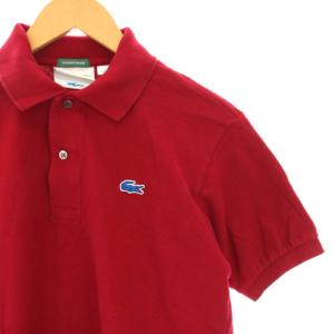 LACOSTE × SHIPS 25SS ワニ刺繍鹿の子ドロップテイルポロシャツ カットソー 半袖 S 赤 レッド PH036J