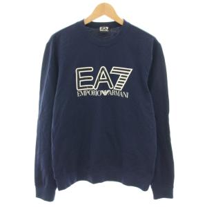 スウェット トレーナー ロンT クルーネック 長袖 ロゴプリント M 紺 ネイビー 7VPM80 PJ05Z