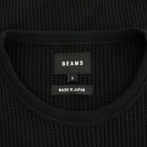 BEAMS サーマルカットソー ワッフルTシャツ ロンT クルーネック 長袖 L 黒 ブラック 11-14-0656-103