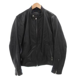 シングルライダースジャケット ジップアップ  牛革 レザー M 黒 ブラック /GV
