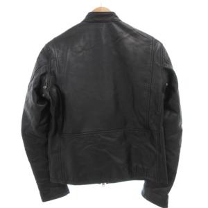 green label relaxing シングルライダースジャケット ジップアップ  牛革 レザー M 黒 ブラック /GV