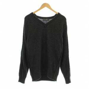 ニット セーター 長袖 Vネック ウール シルク混 50 ダークグレー C8229K F85M4 /KU
