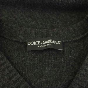 DOLCE&GABBANA ニット セーター 長袖 Vネック ウール シルク混 50 ダークグレー C8229K F85M4 /KU