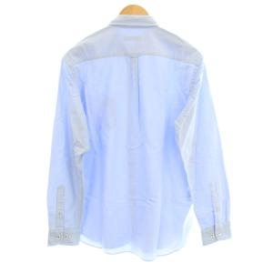 BURBERRY BLACK LABEL ボタンダウンシャツ 長袖 ロゴ刺繍 裏地チェック 3 青 ブルー D1M10-109-23 /KU
