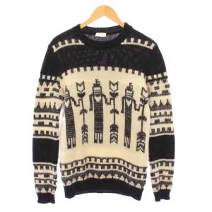 ニット プルオーバー トーテム柄 S アイボリー ブラック