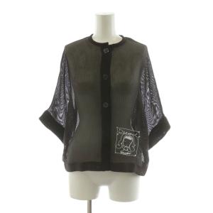 タグ付き シアー5分袖カーディガン ニット シースルー 刺繍 38 ブラウン P459405 /NQ