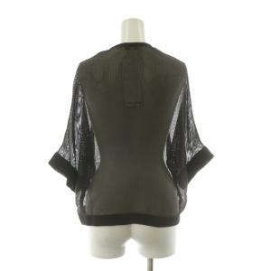 PICONE タグ付き シアー5分袖カーディガン ニット シースルー 刺繍 38 ブラウン P459405 /NQ