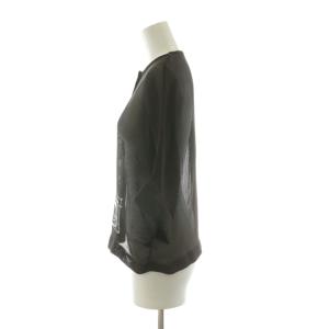 PICONE タグ付き シアー5分袖カーディガン ニット シースルー 刺繍 38 ブラウン P459405 /NQ