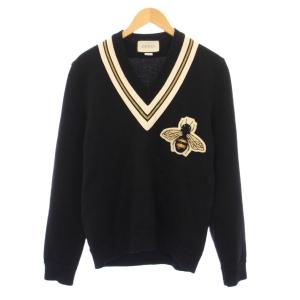 ビーアップリケチルデンニット 蜂モチーフ ウール S ブラック 452796