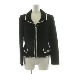 ツイードジャケット ジップアップ ビジュー 38 ブラック 1579-31201 /NQ