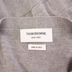 THOM BROWNE ウールクラシック4BAR Vネックカーディガン 薄手 2 グレー MKC002A-00014058