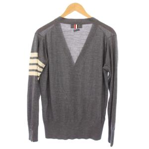 THOM BROWNE ウールクラシック4BAR Vネックカーディガン 薄手 1 グレー MKC002A-00014038