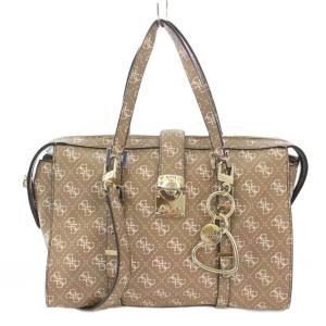 2WAY ボストンバッグ ハンドバッグ ショルダーバッグ レザー ロゴ 総柄 ピンク グレージュ /BB