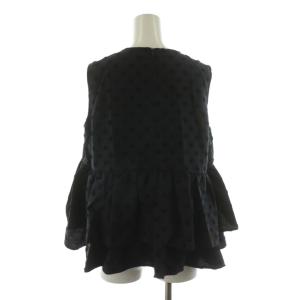 yori ドットダブルフリルブラウス シャツ ノースリーブ ティアード 38 ブラック YR1721-042SM