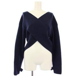 21AW フロントクロスニットプルオーバー ニット セーター 長袖 F 紺 1221611035-0 /TK