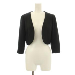 grace ノーカラージャケット ボレロ 羽織り 七分袖 ショート丈 トッパー 黒 ブラック 31-12301