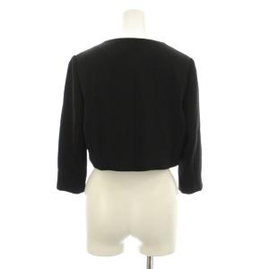 STRAWBERRY-FIELDS grace ノーカラージャケット ボレロ 羽織り 七分袖 ショート丈 トッパー 黒 ブラック 31-12301
