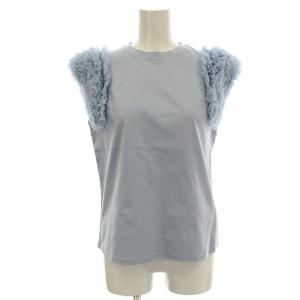 24SS 袖チュールTシャツ CWCT242048 ノースリーブ カットソー 38 サックスブルー 水色