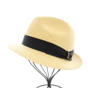 パナマハット 麦わら帽子 中折れハット リボン 56cm ベージュ /KU