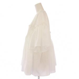 UNITED ARROWS エアリージャカードシャーリングフレアスリーブブラウス シャツ プルオーバー 半袖 クルーネック フリル