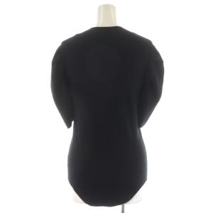 Lily Brown LilyBrown シルバーボタンカットアウトチャイナディティール ニット カットソー リブ 5分袖 F 黒 ブラック LWNT221123