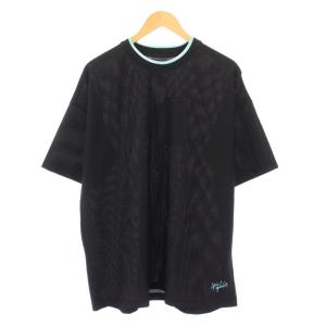 Tシャツ 半袖 クルーネック メッシュ ストレッチ ロゴ 刺繍 IV 黒 ブラック タグ付き /BB