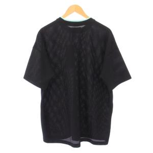 1PIU1UGUALE3 Tシャツ 半袖 クルーネック メッシュ ストレッチ ロゴ 刺繍 IV 黒 ブラック タグ付き /BB