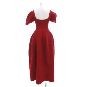 eimy istoire ニットワンピース フレア スクエアネック マキシ ロング 半袖 F 赤 レッド /JS