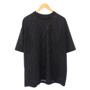 Tシャツ 半袖 クルーネック メッシュ ストレッチ 無地 V 黒 ブラック /BB