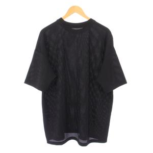 1PIU1UGUALE3 Tシャツ 半袖 クルーネック メッシュ ストレッチ 無地 V 黒 ブラック /BB