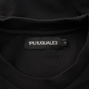 1PIU1UGUALE3 Tシャツ 半袖 クルーネック メッシュ ストレッチ 無地 V 黒 ブラック /BB