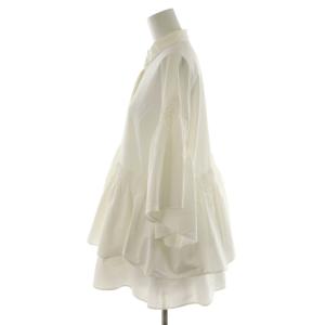 UNITED ARROWS イレギュラー シャーリング 六分袖 ブラウス ソリッド シャツ ティアード フレアスリーブ フリル 38