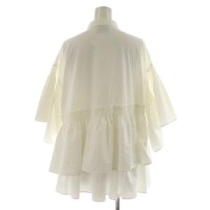 UNITED ARROWS イレギュラー シャーリング 六分袖 ブラウス ソリッド シャツ ティアード フレアスリーブ フリル 38