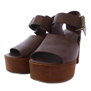 SEE BY CHLOE プラットフォームサンダル チャンキーヒール ストラップ レザー 38 茶 /BM