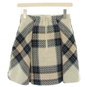 SNIDEL ロービングチェックミニスカート 台形スカート ラムウール混 1 アイボリー 水色 ライトブルー 黒 ブラック