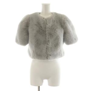 23AW ハーフスリーブエコファーショートジャケット ノーカラー 36 グレー CWFJ234053 /AN39