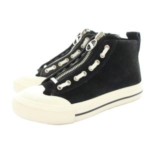 DIESEL S-ASTICO MZIP W スニーカー ハイカット スエード ジップアップ US6 23cm 黒 ブラック