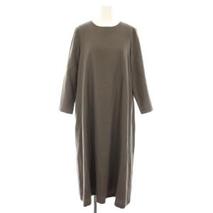 22AW ウールジョーゼットAラインワンピース ひざ丈 長袖 38 茶 ブラウン OPWONW0411