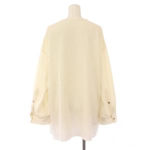 GALERIE VIE 24AW バックサテンアムンゼンカラーレスロングブラウス シャツ プルオーバー 長袖 クルーネック ストレッチ