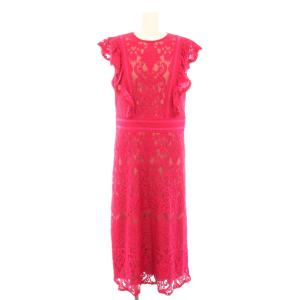 ワンピース ひざ丈 半袖 フレンチスリーブ レース 花柄 6 ピンク BMF17501MDJ /YT