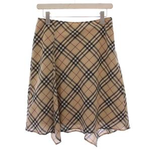 フレアスカート ひざ丈 ノバチェック ウール 38 ベージュ FX596-139 /BM