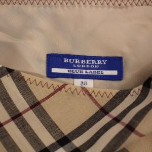 BURBERRY BLUE LABEL フレアスカート ひざ丈 ノバチェック ウール 38 ベージュ FX596-139 /BM