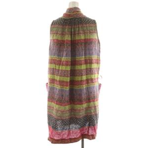 KAPITAL ジレ ロング丈 花柄 ボーダー コットン 0 マルチカラー ピンク 紫 パープル 緑 グリーン /AN32