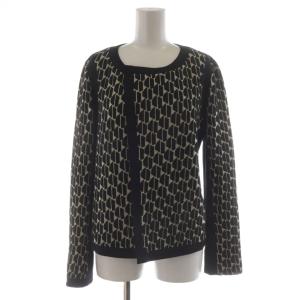 ノーカラージャケット ショート 総柄 4 ベージュ 黒 416-250783 /RR