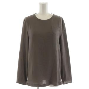カットソー 長袖 シルク 絹 40 茶 ブラウン 91660343 /AN43