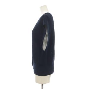 Noble 23SS Newペーパーヤーンベスト ニット フレンチスリーブ Vネック 金ボタン 紺 ネイビー 23080240821010