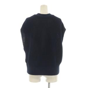 Noble 23SS Newペーパーヤーンベスト ニット フレンチスリーブ Vネック 金ボタン 紺 ネイビー 23080240821010