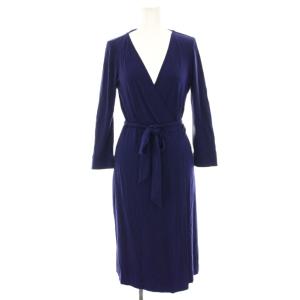 ラップワンピース ロング ミモレ カシュクール 七分袖 0 青 ブルー 404-248750 /HN