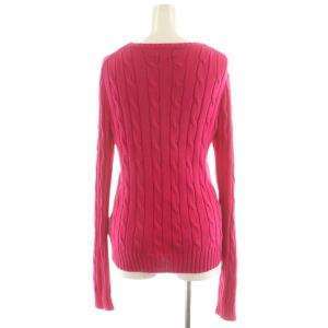 POLO RALPH LAUREN ケーブルニット セーター 長袖 ロゴ刺繍 コットン M ピンク /AN50