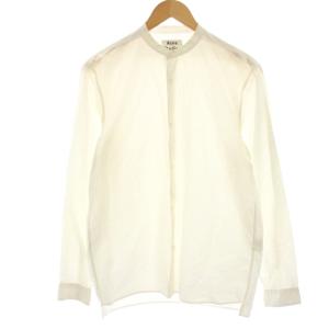 バンドカラーシャツ ノーカラーシャツ カジュアルシャツ 長袖 44 白 ホワイト 1159-343-6334